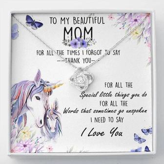 To My Beautiful Mom Love Knot Necklace Message Card - Seseable
