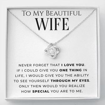 To My Beautiful Wife - Silver Love Knot Necklace - Seseable