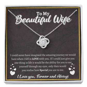 To My Beautiful Wife, I Love You, Forever And Always Love Knot Necklace - Seseable