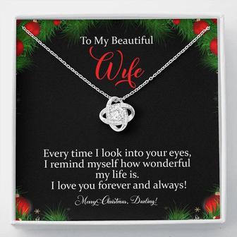 To My Beautiful Wife, Merry Christmas Darling - Love Knot Necklace - Seseable