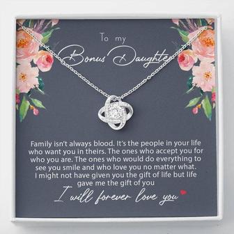 To My Bonus Daughter Family Isn't Always Blood Love Knot Necklace - Seseable