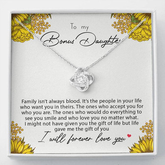 To My Bonus Daughter Family Isn't Always Blood Love Knot Necklace - Seseable