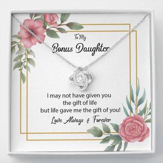 To My Bonus Daughter Love Knot Necklace - Seseable