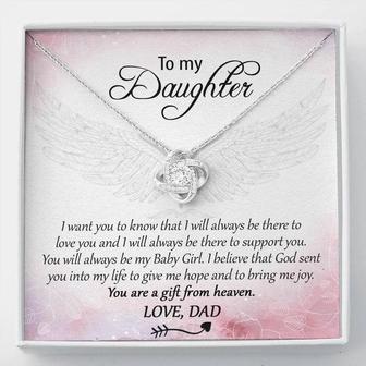 To My Daughter - You Are A Gift From Heaven Love Knot Necklace - Seseable