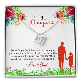 To My Daughter Love Knot Necklace, Gift For Daughter, Dad Gift To Daughter. - Seseable
