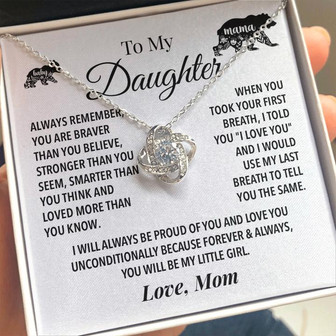 To My Daughter Mama Bear Love Knot Necklace - Seseable
