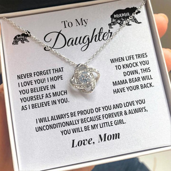 To My Daughter Mama Bear Love Knot Necklace - Seseable