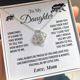 To My Daughter Mama Bear Love Knot Necklace - Seseable