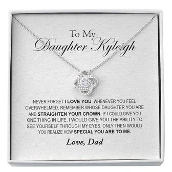 to my daughter straighten your crown Love Knot Necklace - Seseable