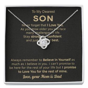 To My Dearest Son Never Forget That I Love You Mom Love Knot Necklace - Seseable