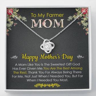 To My Farmer Mom With Box Message Card, Love Knot Necklace, Mother’S Day Gifts - Seseable