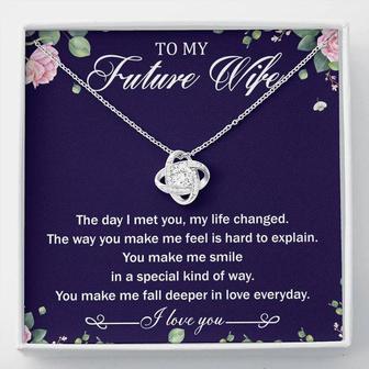 To My Future Wife Love Knot Necklace Message Card - Seseable