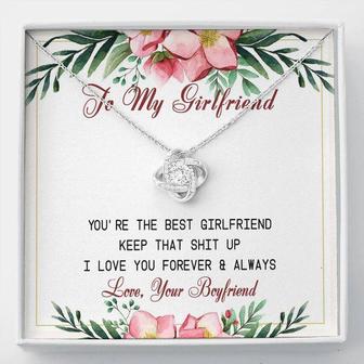 To My Girlfriend Love Knot Necklace Message Card - Seseable