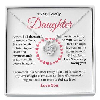 To My Lovely Daughter - Love Knot Necklace - Seseable
