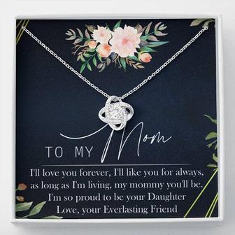 To My Mom Love Knot Necklace Message Card - Seseable