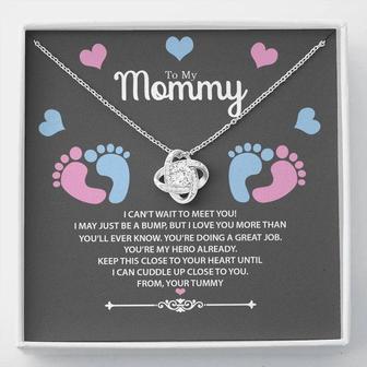To My Mommy From Your Tummy Gift For Pregnant Wife Love Knot Necklace - Seseable