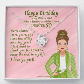 To My Ride Or Die Chapter 50 Birthday Card With Love Knot Necklace - Seseable