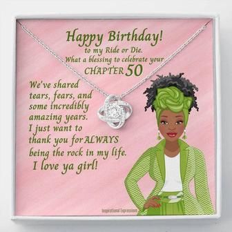 To My Ride Or Die Chapter 50 Birthday Message Card With Love Knot Necklace - Seseable