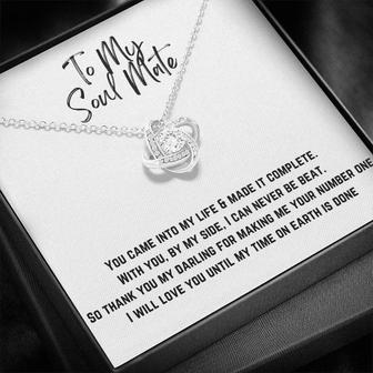 To My Soul Mate Love Knot Necklace & Message Card Gift Set - Seseable
