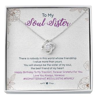 To My Soul Sister There Is Nobody In This World Love Knot Necklace - Seseable