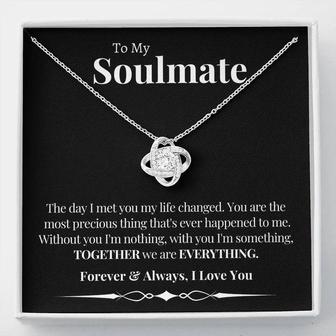 To My Soulmate Gift For Fiance Girlfriend Together We Are Everything Love Knot Necklace - Seseable