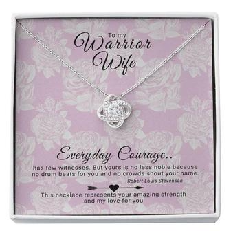 To My Warrior Wife Survivor Courage Love Knot Necklace - Seseable