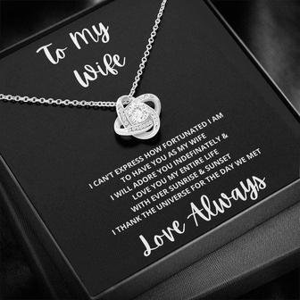 To My Wife Love Knot Necklace Gift With Message Card - Seseable