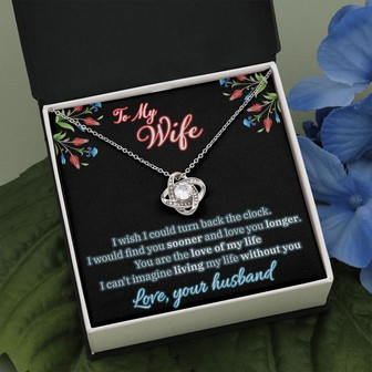 To My Wife Love Knot Necklace With Message Card - Seseable