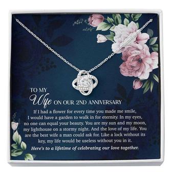 To My Wife On Our 2Nd Anniversary - Love Knot Necklace - Seseable