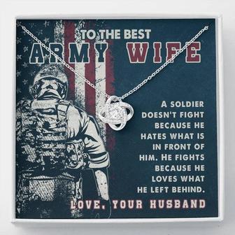 To The Best Army Wife Love Knot Necklace - Seseable