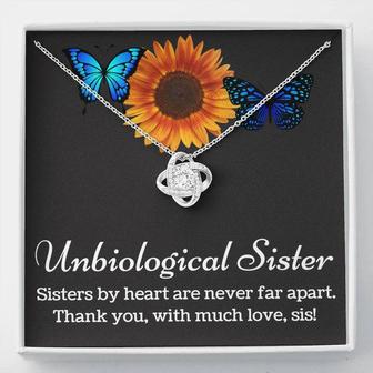 Unbiological Sister Sparkling Love Knot Necklace - Seseable