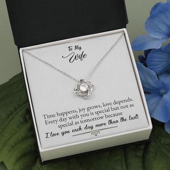To My Wife Love Knot Necklace - Love You Each Day More Than The Last - Seseable