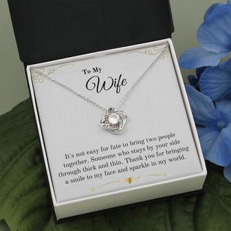 To My Wife Love Knot Necklace - Thank You For Bringing Smile And Sparkle - Seseable