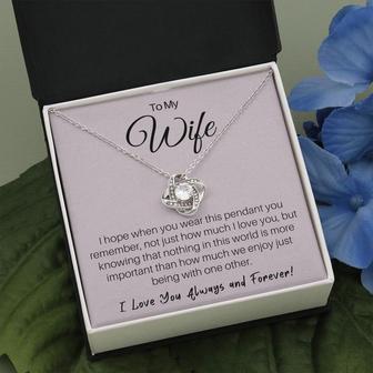 Your Wife Will Love This Message And Love Knot Necklace - Seseable