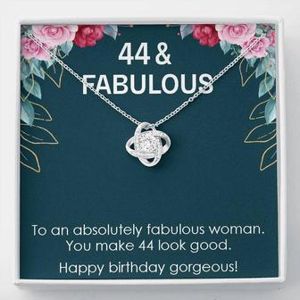 44Th Birthday Gift For Womens, Turning 44 & Fabulous Necklace Gift, 44 Years Old Gift For Wife, Love Knot Necklace - Seseable