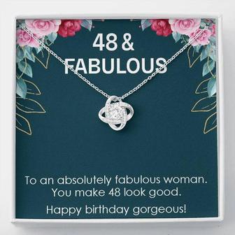 48Th Birthday Gift For Womens, Turning 48 & Fabulous Necklace Gift, 48 Years Old Gift For Wife, Love Knot Necklace - Seseable