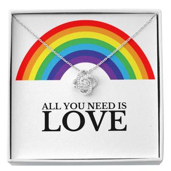 All You Need Is Love - Rainbow Love Knot Necklace - Seseable