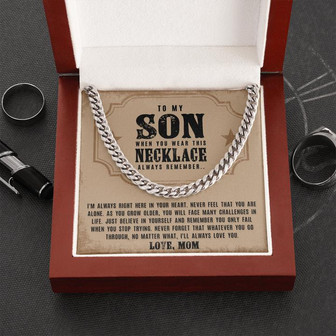 To My Son - I'm always right here - Cuban Link Chain Necklace - Thegiftio UK