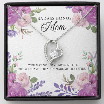 Badass Bonus Mom Heart Forever Love Necklace Gift From Son Cute Mother's - Thegiftio UK