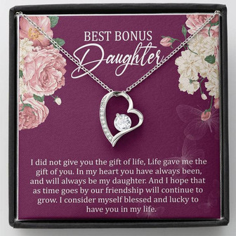Best Bonus Daughter Forever Love Necklace Birthday Message Card Gift - Thegiftio UK