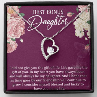 Best Bonus Daughter Forever Love Necklace Message Card - Thegiftio UK
