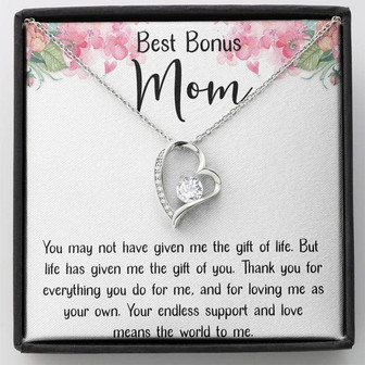 Best Bonus Mom Forever Love Necklace Message Card - Thegiftio UK