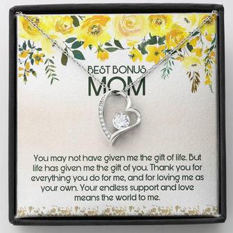 Best Bonus Mom Forever Love Necklace Mother's Day Message Card - Thegiftio