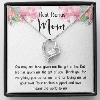 Best Bonus Mom Forever Love Necklace Mother's Day Message Card Gift - Thegiftio UK