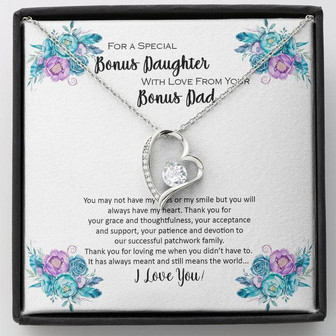 Bonus Daughter From Bonus Dad No Dna But You Have My Heart, Forever Love Necklace - Thegiftio UK