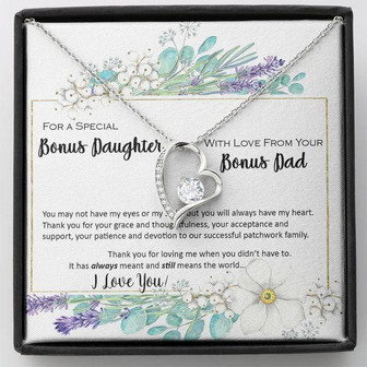 Bonus Daughter From Bonus Dad No Dna But You Have My Heart, Forever Love Necklace - Thegiftio UK