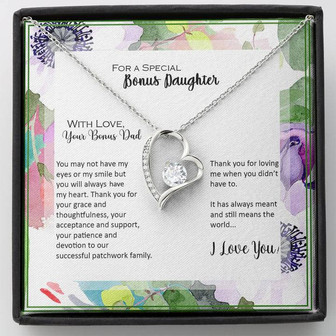 Bonus Daughter From Bonus Dad No Dna But You Have My Heart, Forever Love Necklace - Thegiftio UK