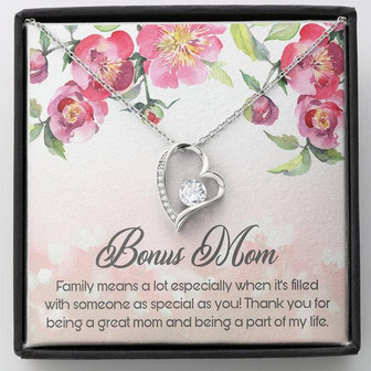 Bonus Mom Forever Love Necklace Mother's Day Message Card Gift - Thegiftio UK
