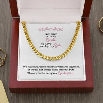 Bridesman Gift On Wedding Day, Cuban Link Chain Necklace, Bridal Party Gifts For Men, Wedding Day Thank You Gift, Jewelry Gift For Bridesman - Thegiftio