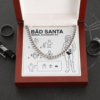 Christmas gift for boyfriend - Cuban Link Chain Necklace with Ikea style Message card - Thegiftio UK